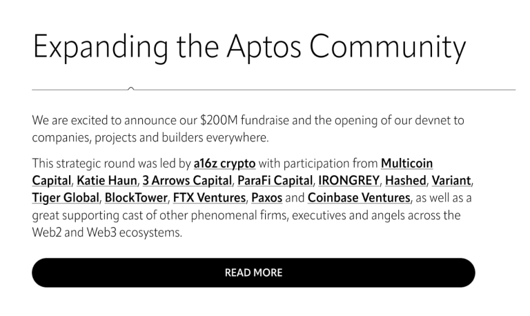 三箭资本也是Aptos的早期投资者