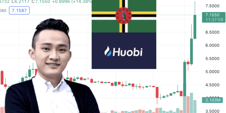 HT四天涨超80%！波场成多米尼克国家区块链 孙宇晨提议火币总部搬过去