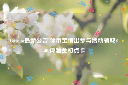 Gate.io最新公告 馀币宝借出参与活动领取$500体验金和点卡-第1张图片-芝麻开门下载